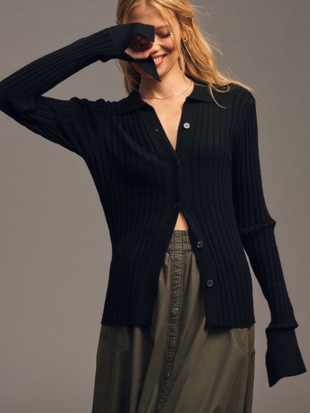 Lea & Viola for Anthropologie Black Bell Sleeve Sweater in XL New with Tags